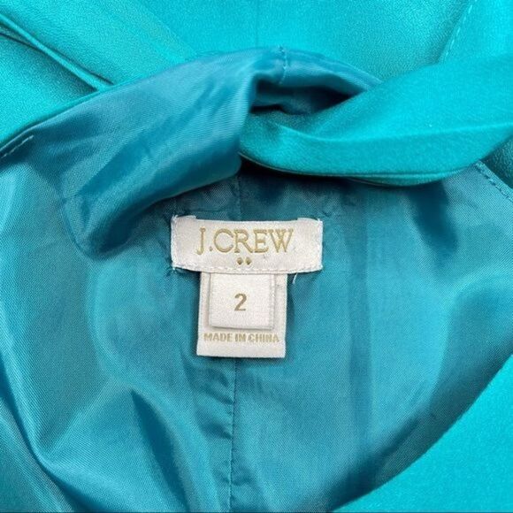 J. Crew Green Satin Shift Tank Dress 2 XS - Picture 8 of 9